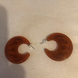 Elegant Dragon Carved Crescent Earrings- 173A $15 or $13 w/offer